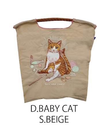 【Ball＆Chain/ボールアンドチェーン】D.BABY CAT(M) 刺繍エコバッグ