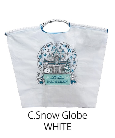 【Ball＆Chain/ボールアンドチェーン】C.Snow Globe(L) 刺繍エコバッグ