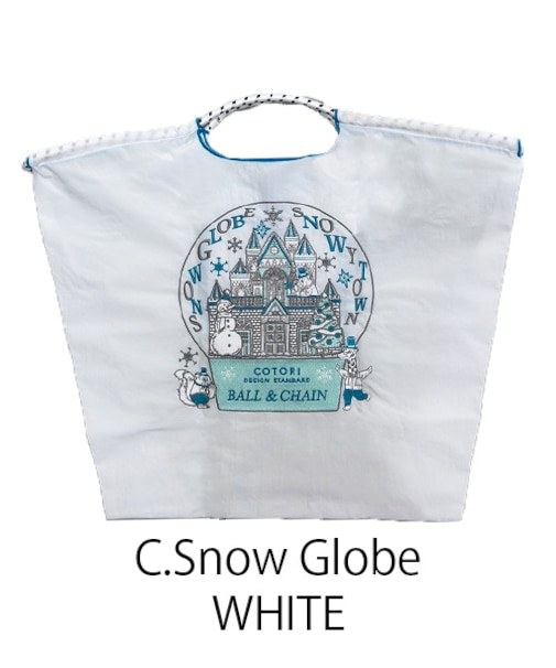 【Ball＆Chain/ボールアンドチェーン】C.Snow Globe(L) 刺繍エコバッグ