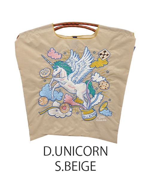 【Ball&Chain/ボールアンドチェーン】D.UNICORN(M) 刺繍エコバッグ