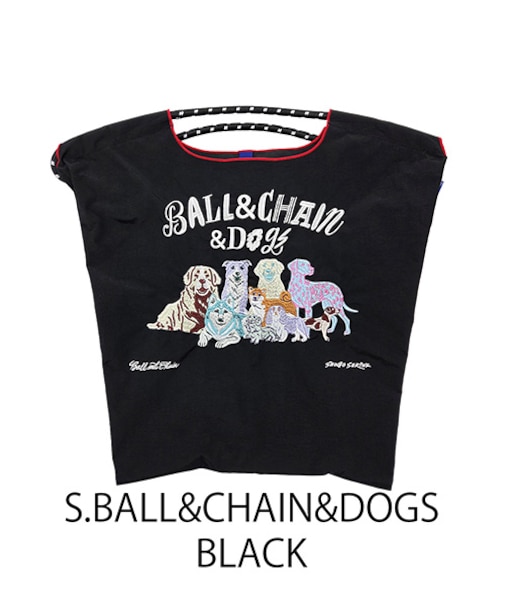 【Ball&Chain/ボールアンドチェーン】S.BALL&CHAIN&DOGS (M) 刺繍エコバッグ
