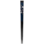 サンライフ 食洗箸 金紋猫に鈴 23cm 青
