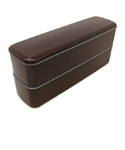 北市漆器店 レンジ対応スリム重ね二段弁当 溜 600mL
