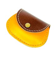 レザークラフトキット　プチコインケース　イエロー・チョコ