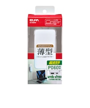 エルパ(ELPA) USB充電器 PD 60W 薄型ACアダプター UC-26(W) ホワイト