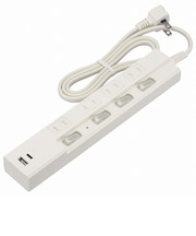オーム電機(OHM) 4個口節電タップ 雷ガード PD対応Type-C/Type-Aポート付き 1m HS-TPKU41PD23-W ホワイト