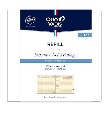 【2026年12月始まり】　クオバディス（QUO　VADIS）　エグゼクティブノートプレステージ　レフィル　ウィークリーバーチカル　月曜始まり