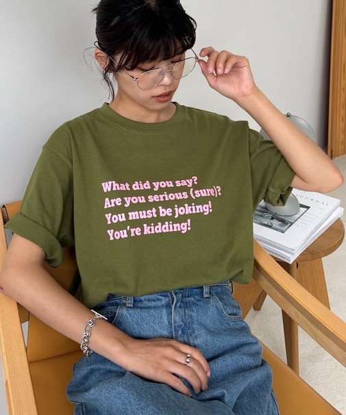 【UNISEX】【プラスサイズあり】ポコポコメッセージロゴTEE