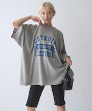 オーバーサイズメッシュロゴTEE