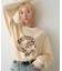 ニュアンス柄プリント2WAYワッフルロンTEE