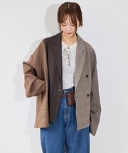 【etsinta】パッチワークテーラーオーバージャケット