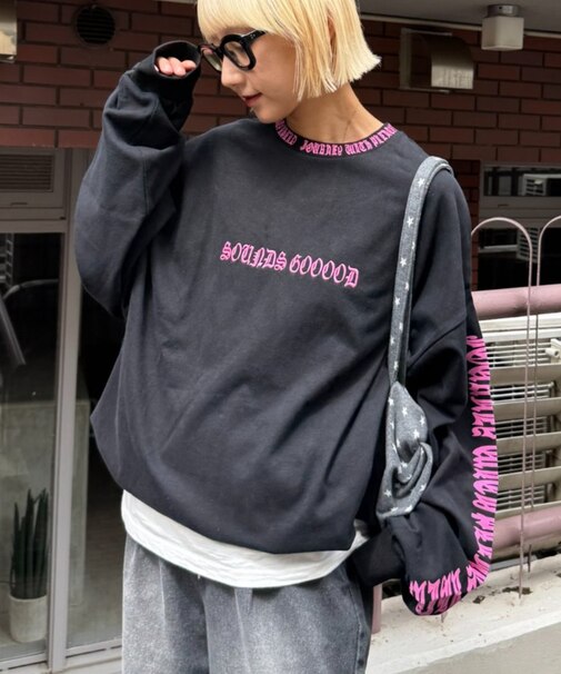 【S.G】襟リブプリントロゴロンTEE