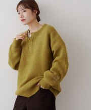 【Enlude】袖刺繍ロゴニットヘンリーネックニット《ユニセックス》