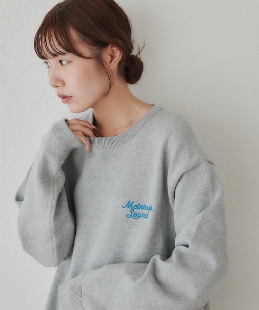 【Enlude】サガラ刺繍スウェットライクニット《ユニセックス》