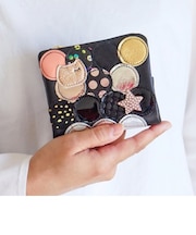 新マルチドット 折り財布 2つ折り ミニ財布【キラキラでかわいい!本革のやわらかな風合い】