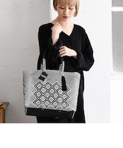【WOVEN ウーヴン】ミドルトート メキシコ製 バスケットバッグ メルカドバッグ レザー ミドル