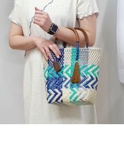 【WOVEN ウーヴン】プティトート メキシコ製 メルカドバッグ かごバッグ レザーハンドル
