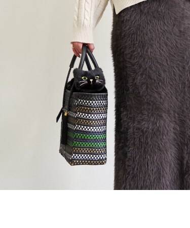 【WOVEN /ウーヴン】 エコファー ねこ 2WAY BAG ショルダーバッグ 猫巾着