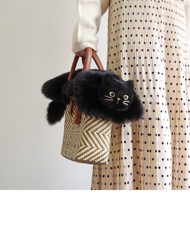 【WOVEN /ウーヴン】 エコファー ねこフラップカバー バッグカバー トートバッグ用 猫