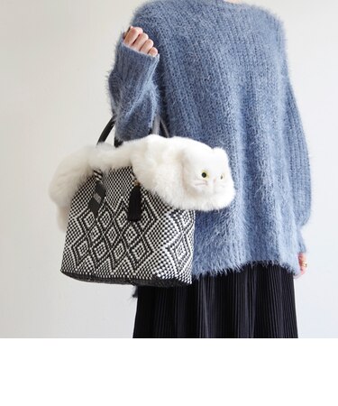 【WOVEN /ウーヴン】 エコファー ねこフラップカバー バッグカバー トートバッグ用 猫
