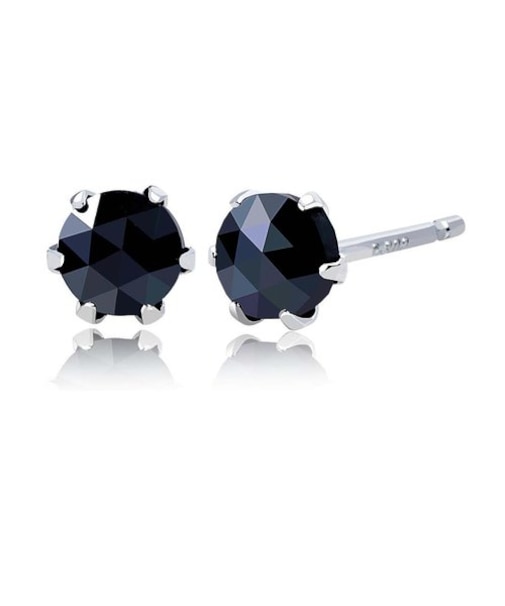 【選べる素材(K18 プラチナ)】ピアス レディース メンズ プラチナ ブラックダイヤモンド 計0.3ct 一粒 ローズカット 6本爪 18金 ゴールド PT900 LPUC ララクリスティー