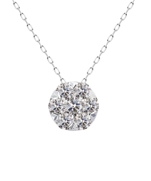 フラワー ダイヤモンド ネックレス 0.5ct PT900 プラチナ K18 18金