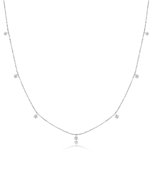 ダイヤモンド ステーション ネックレス 7ポイント 0.3ct PT900 プラチナ/K18 ゴールド