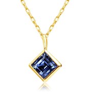 ネックレス レディース スクエア サファイア 0.2ct PT900 プラチナ K18 ゴールド