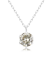 ダイヤモンド ネックレス シャンパンカラー VSクラス 6本爪 0.3ct 一粒 プラチナ PT900 K18 18金 ゴールド 鑑別カード付