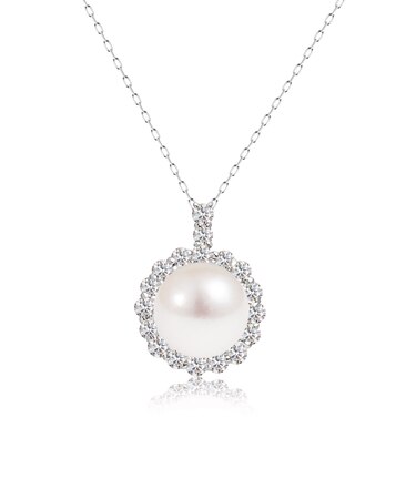 ネックレス レディース アコヤ真珠 ダイヤモンド 0.3ct PT900 K18 18金 ゴールド