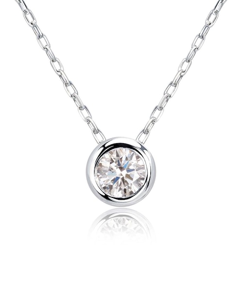 ネックレス サニー ダイヤモンド フクリン 0.1ct プラチナ PT900 イエローゴールド K18YG 18金