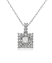 ダイヤモンドネックレス Pt900 プラチナ K18YG イエローゴールド スクエアダイヤ 0.15ct