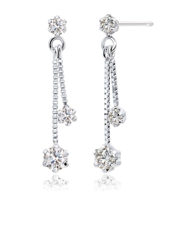 ピアス ダイヤモンド 揺れる 天然ダイヤモンド 6石 計0.3ct PT900 プラチナ K18 ゴールド