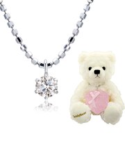 ダイヤモンド 0.1ct プラチナ ネックレス テディベア 付き
