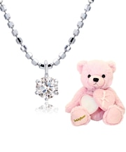 ダイヤモンド 0.1ct プラチナ ネックレス テディベア 付き