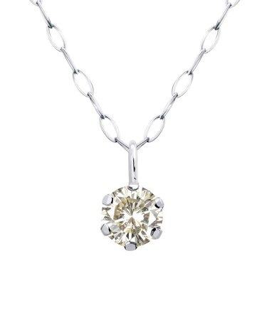 ネックレス 一粒 ダイヤモンドネックレス 0.1ct シャンパンカラー K10
