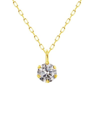 一粒 ダイヤモンド 0.1ct ネックレス レディース K18