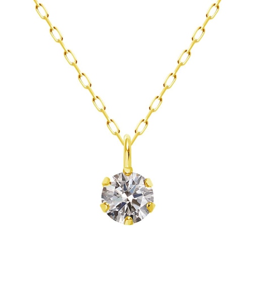 一粒 ダイヤモンド 0.1ct ネックレス レディース K18