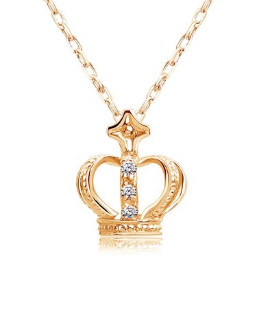 ネックレス クラウン 王冠 レディース ダイヤモンド 0.02ct K10PG/K10WG/K10YG