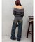 サイドギャザーリボンセミワイドデニムパンツ