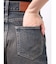サイドギャザーリボンセミワイドデニムパンツ