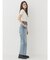 BACKスラッシュレースワイドデニムパンツ