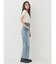 BACKスラッシュレースワイドデニムパンツ