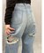 BACKスラッシュレースワイドデニムパンツ