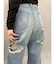 BACKスラッシュレースワイドデニムパンツ