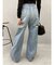 BACKスラッシュレースワイドデニムパンツ