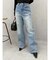 BACKスラッシュレースワイドデニムパンツ