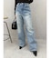 BACKスラッシュレースワイドデニムパンツ