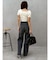 BACKスラッシュレースワイドデニムパンツ