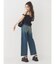 ラインストーンワイドデニムパンツ